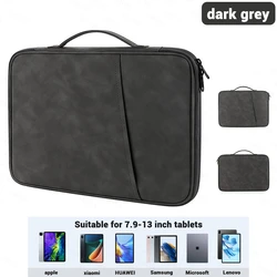 EMTRA Shockproof Tablet Handbag and Protective Pouch for 12.4For 12.9-13 inch (Dark grey fur)