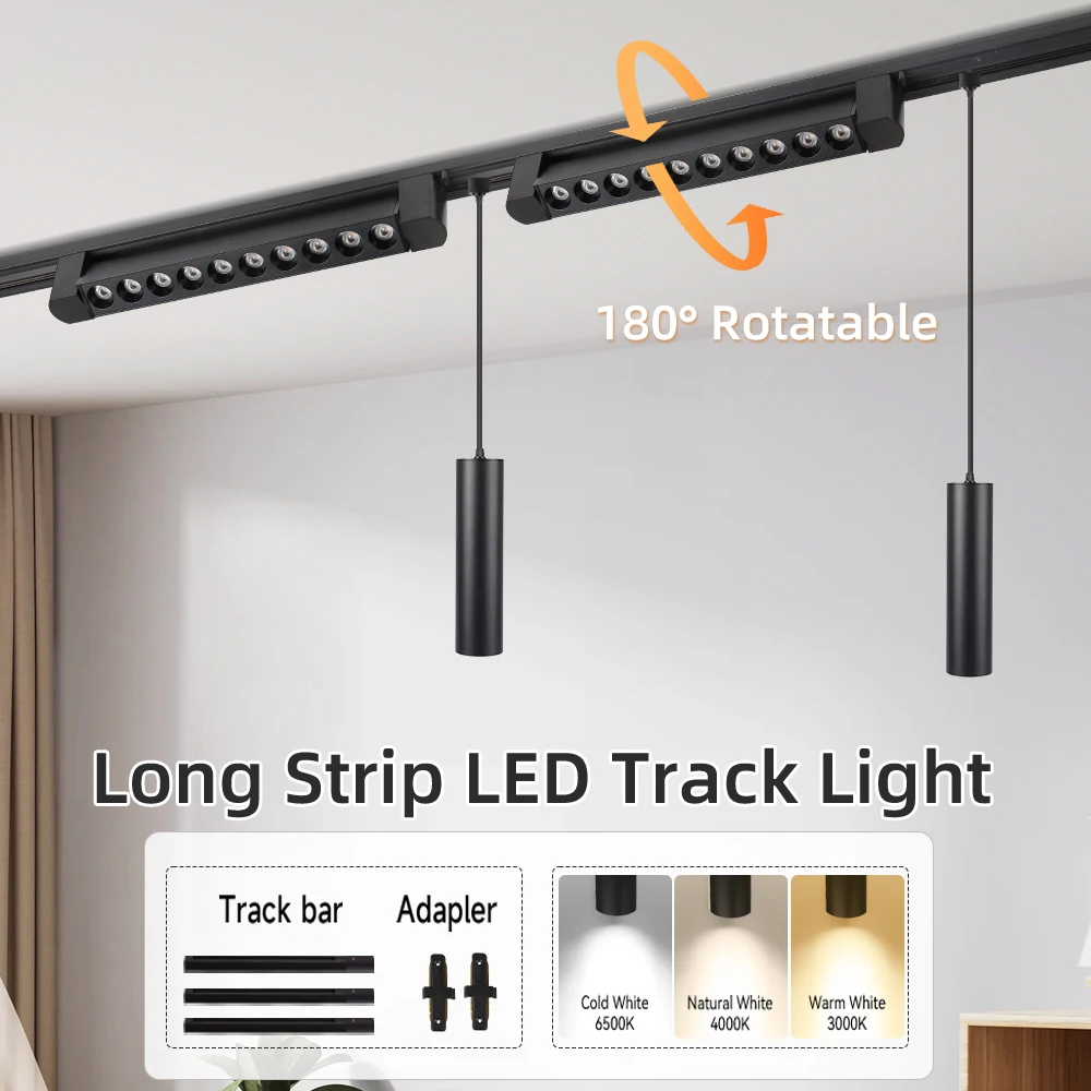 LED track light hanging 110 volts 220 volts, complete set of hanging spotlights for the kitchen and living room and bedroom
