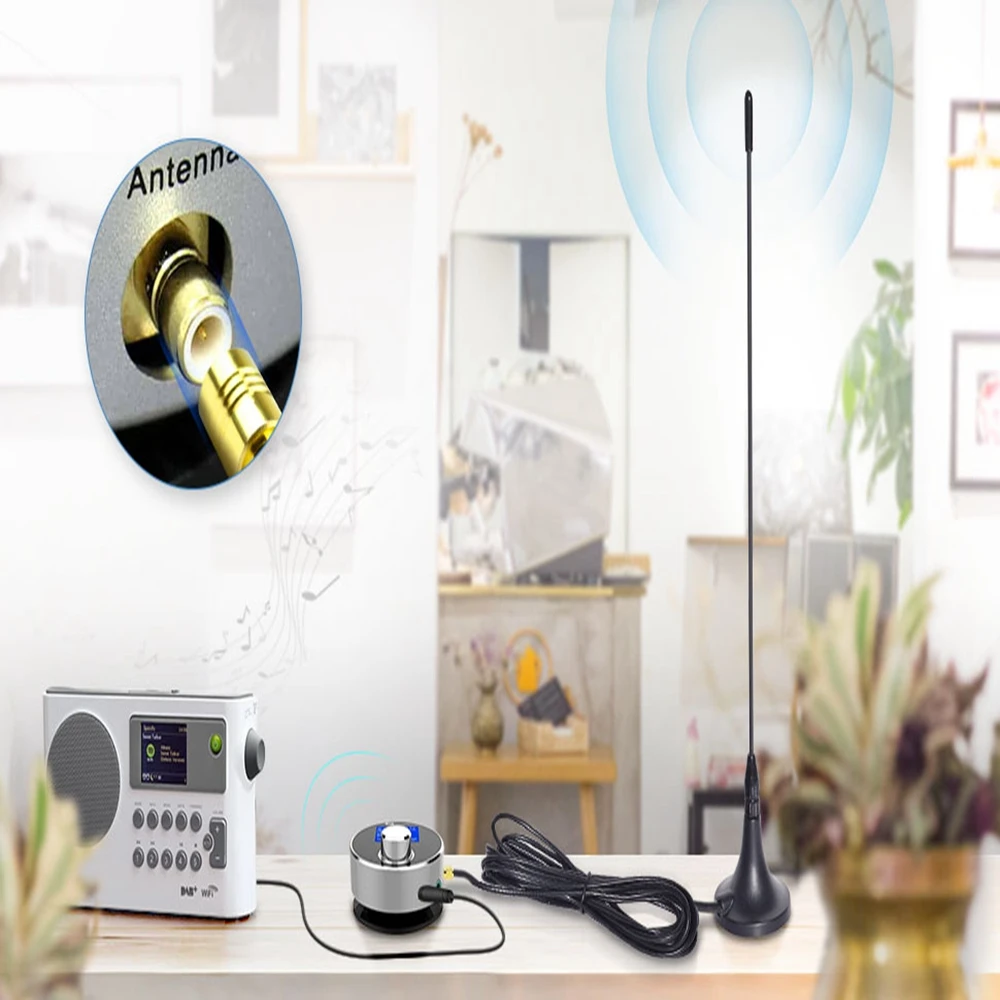 Superbat Vehicle Radio Aerial Magnetic Mount Antenna DAB/DAB+ with 4M Cable SMB Connector for Car Radios