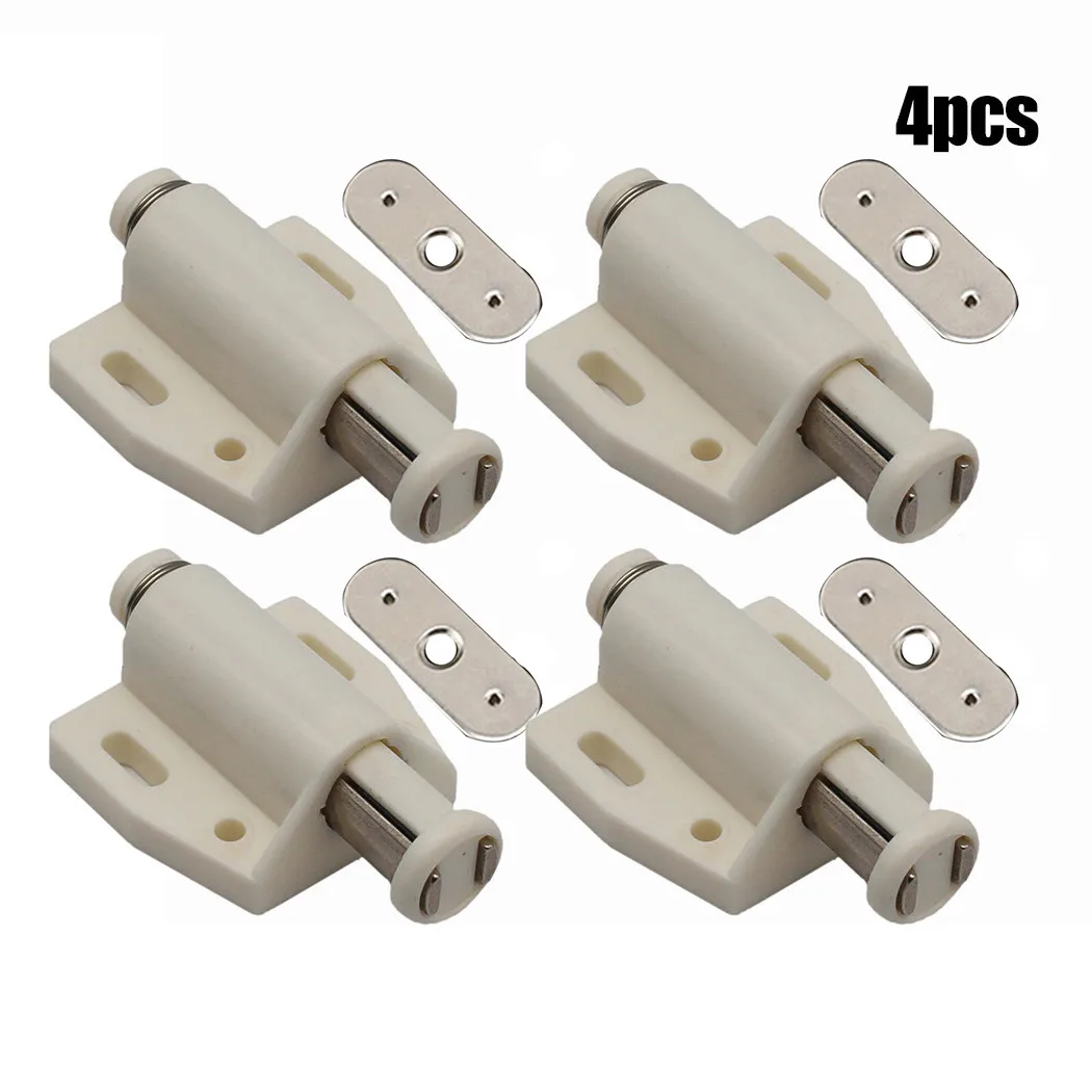 Cabinet Door Lock 4Pcs Single Magnetic Pressure Push To Open Touch Latch Cabinet Doors For Wardrobe Cabinet Door Bathroom Door Hardware