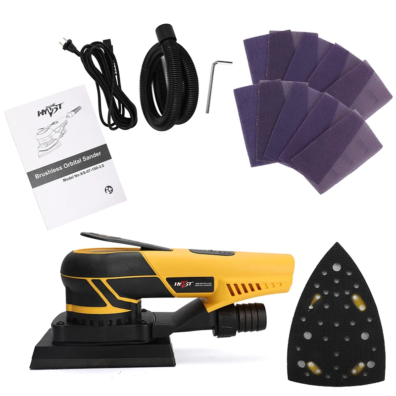 HYVST 350W 3A Electric Delta Random Orbital Sander Mouse Sander with Pluggable Wire,Central Vacuum, Sanders for Wood working