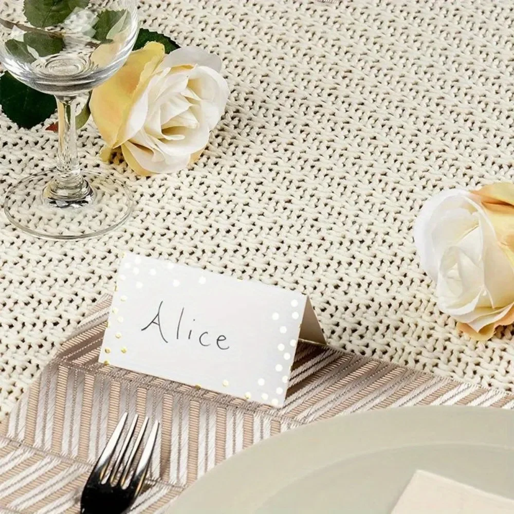20/50/100pcs Gold Silver Dot Wedding Seating Number Table Card Name Place Cards Decor Christmas Birthday Party Greeting Card