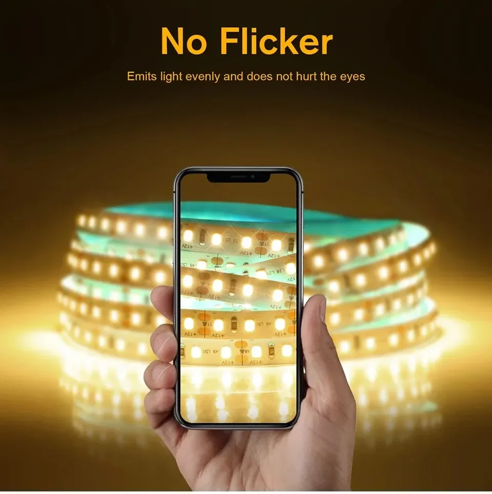 Description Picture 6 of itemHigh Quality Double Layer Copper PCB LED Strip Lights 12V 2M 3M 5M 120LED/M SMD 2835 Diode Lamp Tape Ribbon for Room Decoration