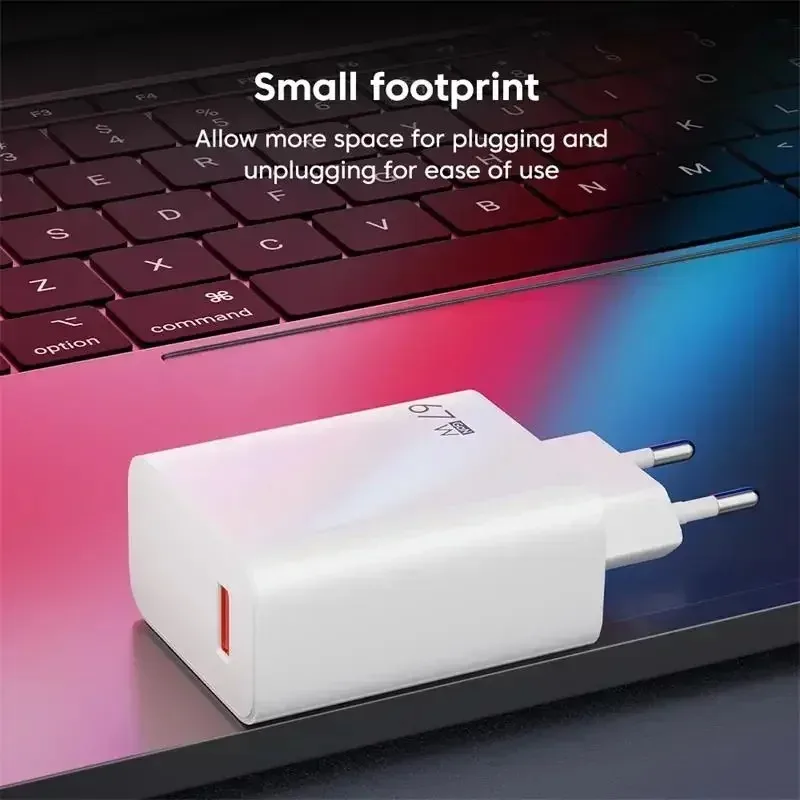 EU 67W USB Super Fast Charging Quick Charger  with Type Cable Mobile Phone Charger Adapter For iPhone 15 Xiaomi Samsung Huawei