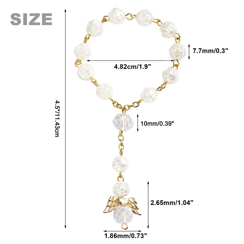 30 PCS Baptism Rosary Acrylic Rosary Beads Mini Rosaries Angel for the First Communion Baptism Party Favors
