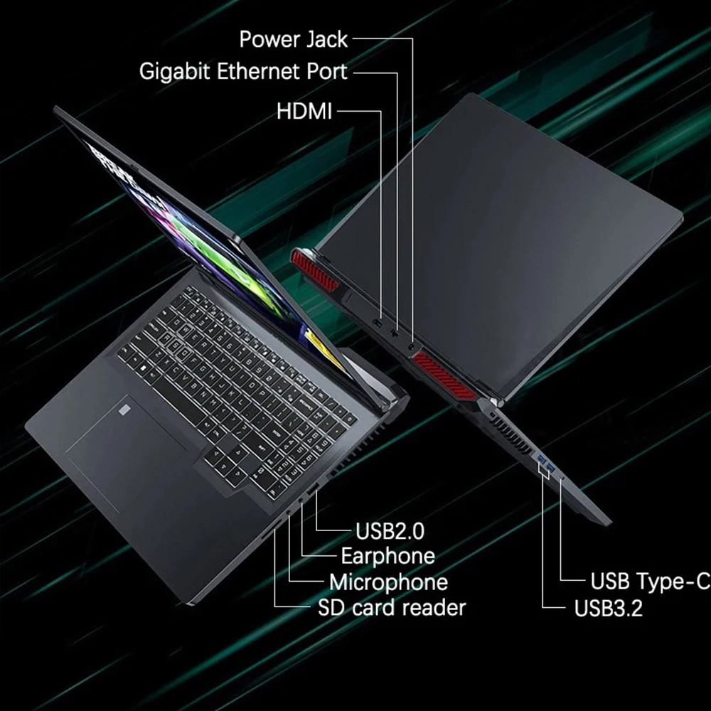 CRELANDER Laptop Gamer 16 Inch Intel Core i9 Processor 2.5k IPS Screen 165Hz RTX 3060 6G RAM 64GB 4TB SSD Notebook Gaming Laptop 6