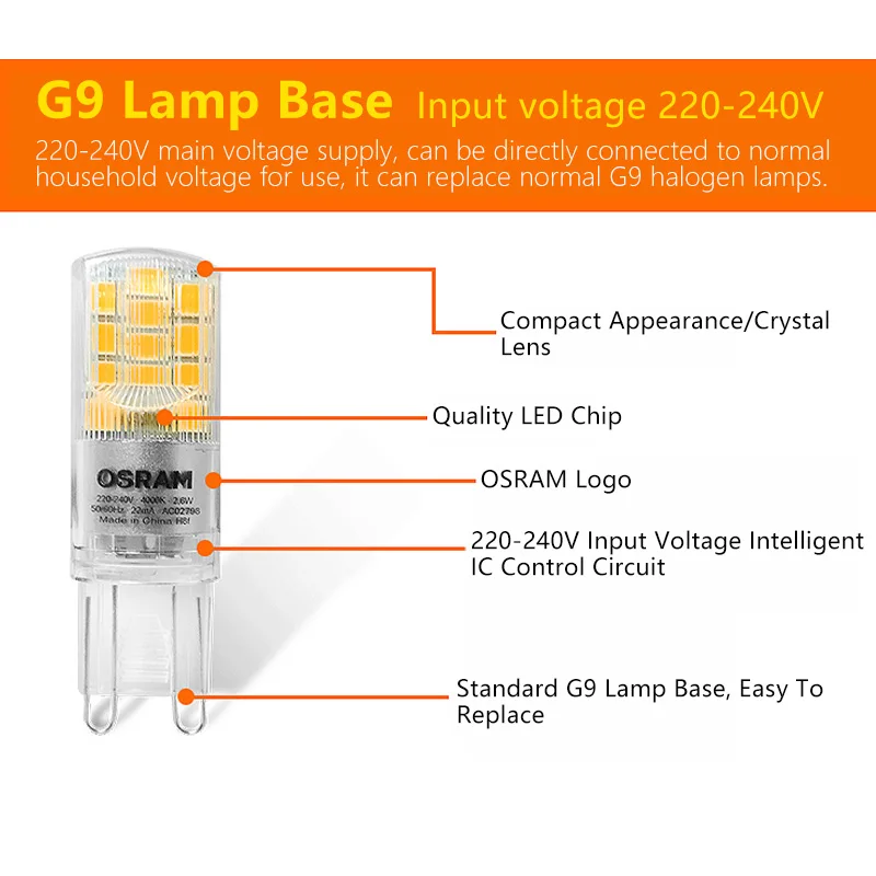Lot De 3 Ampoules LED OSRAM Culot G9 - 2,6W = 30W - 2700K Blanc Chaud - Non Dimmable