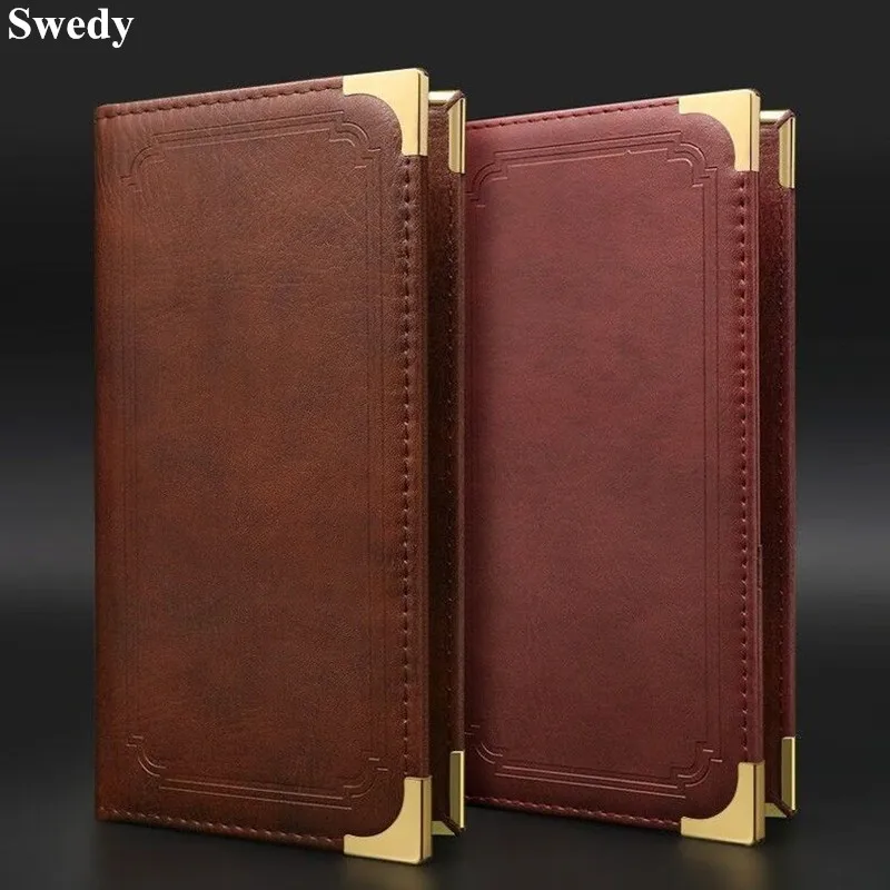 PU Leather Server Book Organizer Restaurant Guest Check Presenters Card Holder Menu Bill Receipt Holder Folder Sign Holder