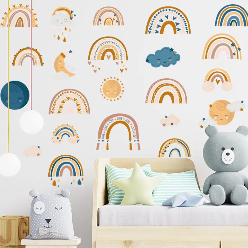 

DIY Rainbow Wall Stickers For Living Room Bedroom Removable Vinyl Kids Room Nursery Decoration Decals Home Decor Art Murals