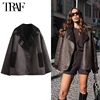 TRAF Thick Faux Leather Jackets for Women Autumn Winter Warm Jackets Woman 2024 Faux Wool Coats Long Sleeve Oversized Jacket 1
