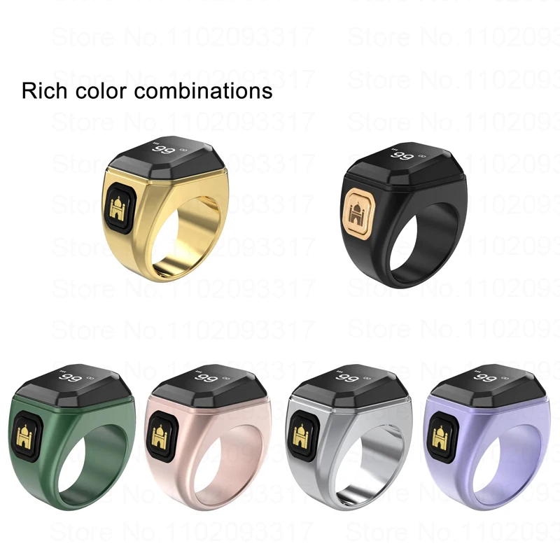 Bstwsh Zinc Alloy Tasbih Zikr Ring for Muslims Tasbeeh Digital Smart Counter 5 Prayer Time Reminder Bluetooth 2