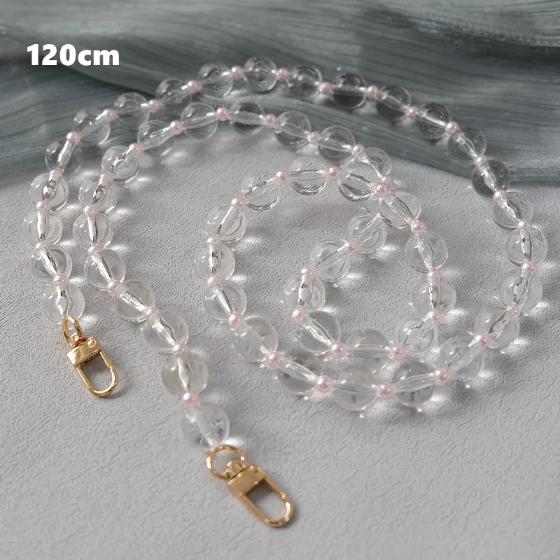 Neue Mode Frau Tasche Zubehör abnehmbare transparente Perlenketten Süßigkeiten Acryl Luxus Riemen Frauen Schulter Griff Kette – Detail 8