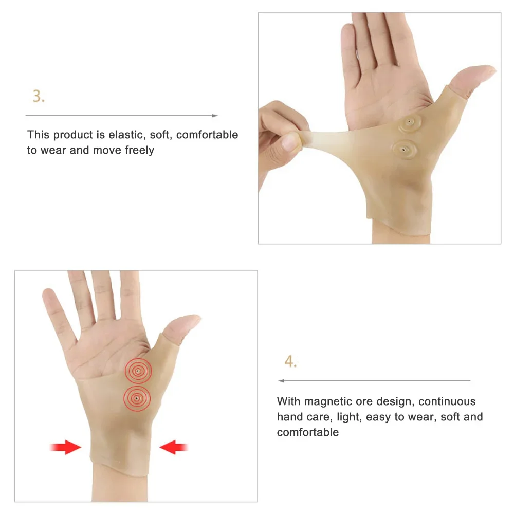 Wrist Brace Wrist Guard Wrist Support Wrist Support Band 1PC Magnetic Therapy Wrist Hand Thumb Brace Support Weight Lifting Silicone Gel Carpal tunnel wristband For Sports Protection