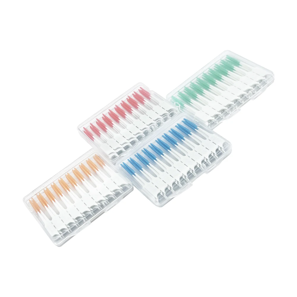 40개/박스 유닛 소프트 글루 치간 칫솔 교정용 특수 틈새 칫솔 일회용 치아 청소용 칫솔