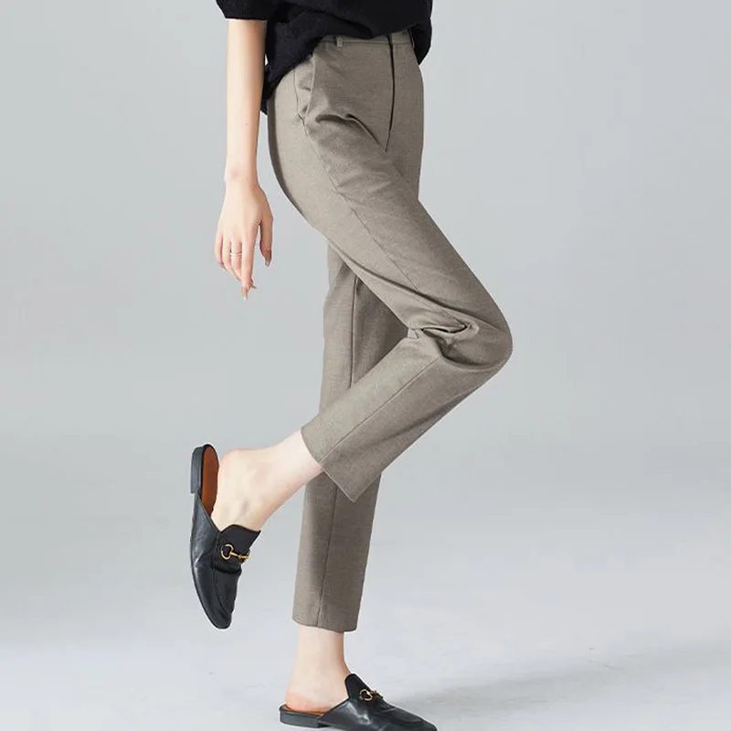 Fashion Loose High Waist Spliced Pockets Zipper All-match Pants Women's 2023 Autumn New Office Lady Solid Color Casual Pants
