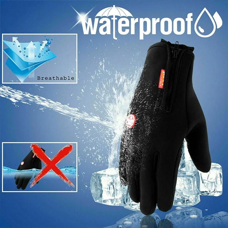 Outdoor Winter Touchscreen Warm Gloves Water Resistant Windproof Anti-Slip Sports Gloves for Cycling Skiing Sports Adjustable