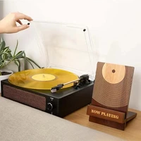 Vinyl Record Storage Rack Household  Solid Wood Record Display Holder 2