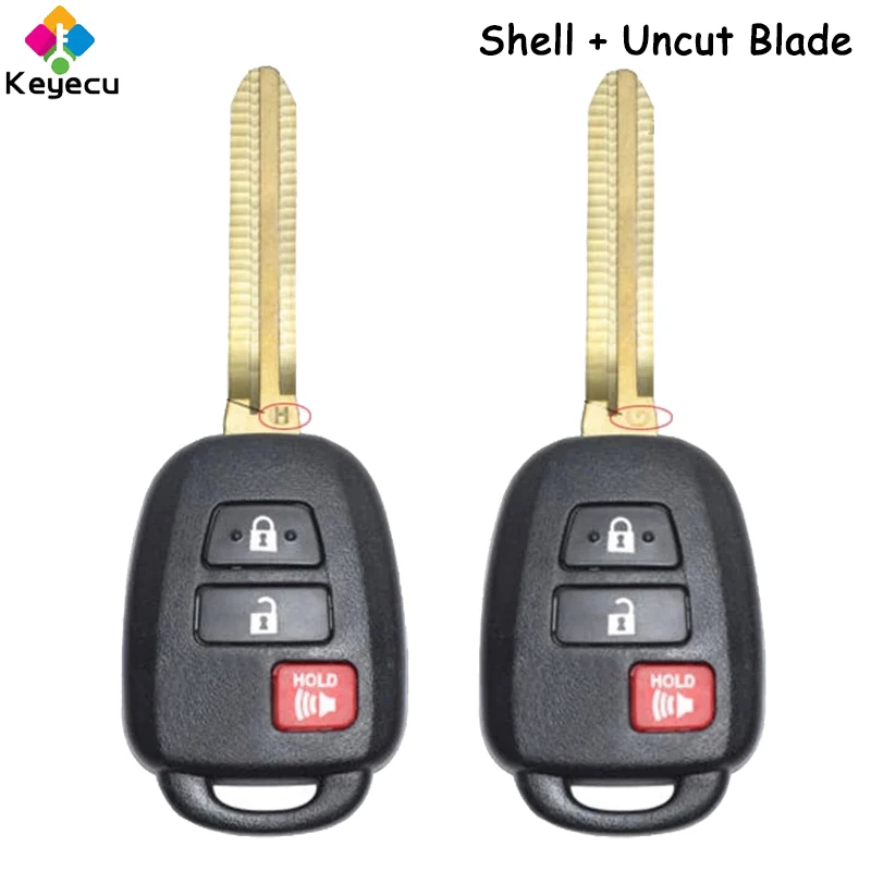 

KEYECU Remote Head Car Key Shell Case Housing With 3 Buttons TOY43 Uncut Blade for Toyota Fob HYQ12BEL HYQ12BDM GQ4-52T MOZB52TH