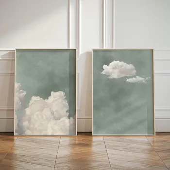 2pcs Sage Green Cloud Abstract 1