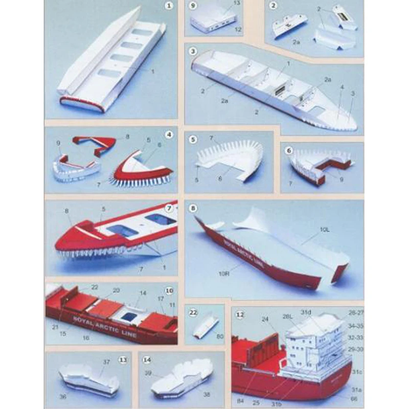 Maquette bateau RC papier Mary Arctic partiellement assemblée montrant la structure.