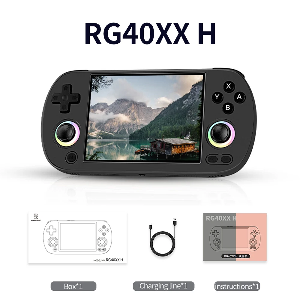 RG40XX H Handheld Game Console, Console de Videogames Retro, 4.0 "IPS Screen Joystick, Suporte 5G WiFi, Bluetooth, Iluminação RGB 12