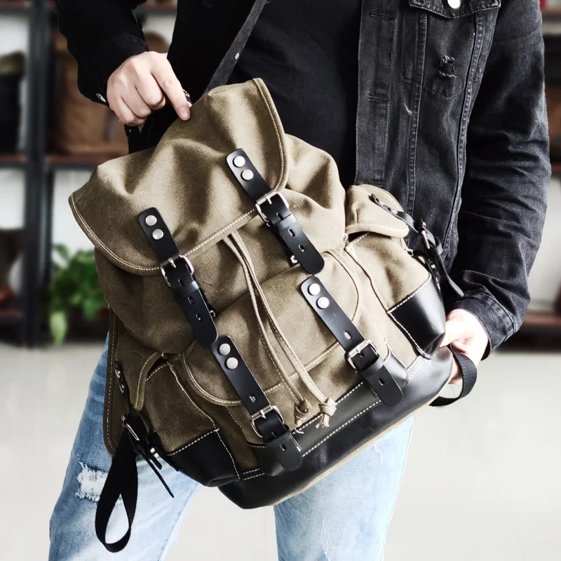 Canvas Backpack Men Fashion Business Laptop Bagpacks Retro School