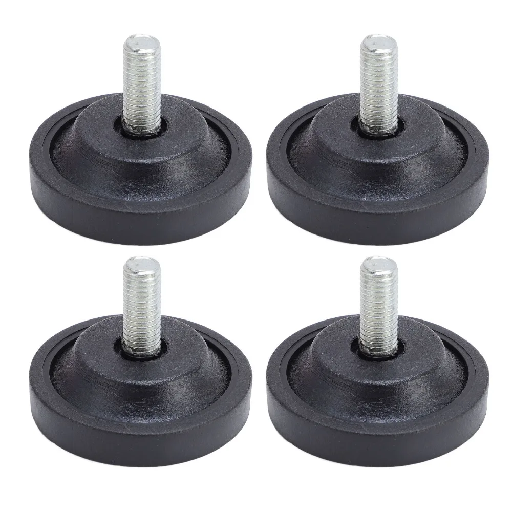 4pcs M10 고무 발에 나사가 있는 나사형 나사 검정색 직경 58mm 조정 가능한 가구 레벨러 고무 고무 발 범퍼
