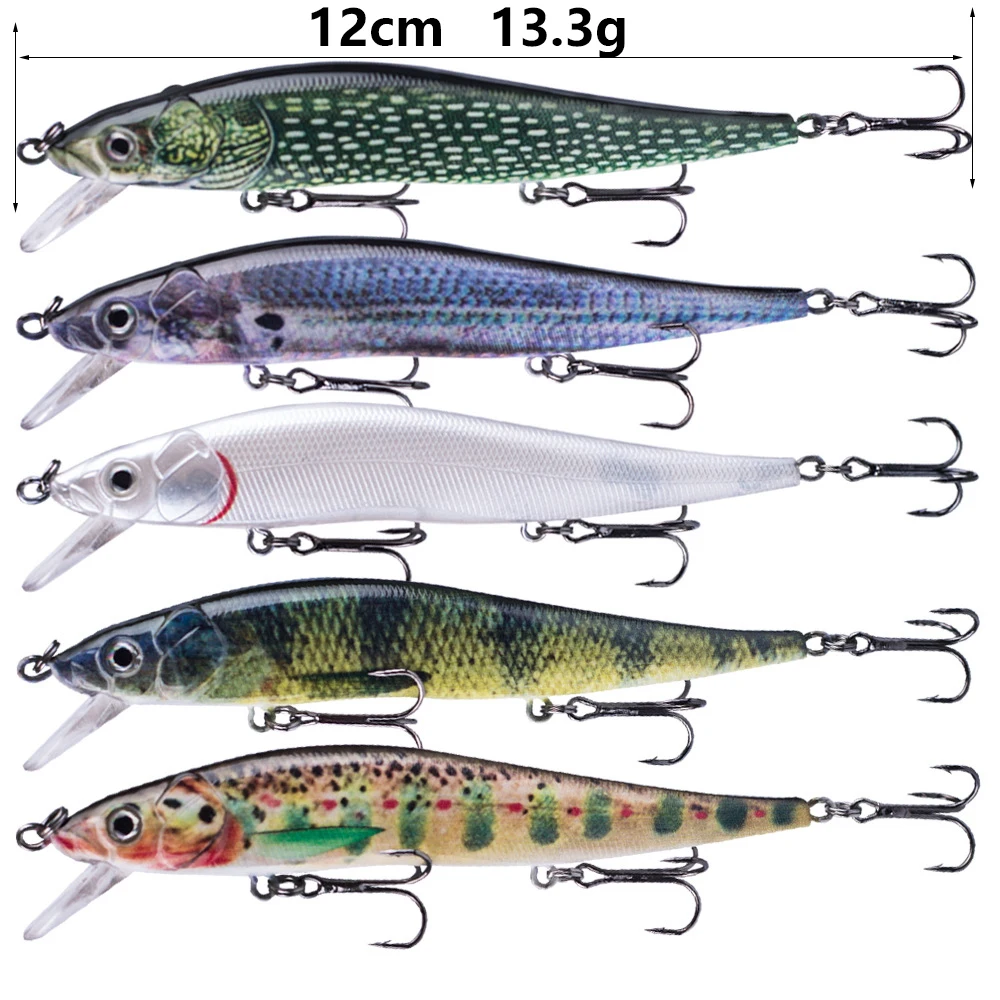 

3pcs Set 12cm 13.3g New Floating Water Minolua Lure Bass Lure Bionic Minnow Lure Lure Rock Water Wave S Swimming