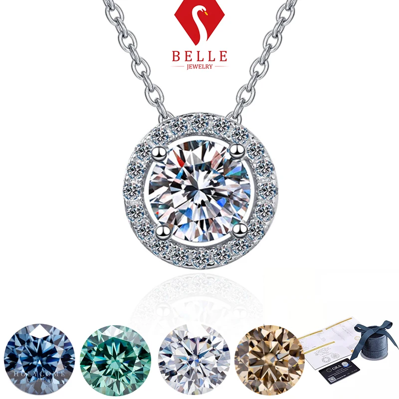 

925 Silver 1.0ct VVS1 9 Color Customized Moissanite Solitaire Pendant Necklace Passes Diamond Tester For Womens Girl Gift