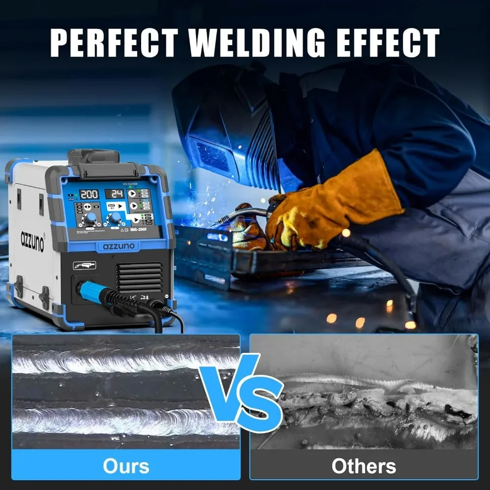 For 200A MIG Welder,110V/220V Dual Voltage multiprocess welder,Gas Gasless MIG Welding Machine,4 in 1 Flux MIG/Solid Wire 5