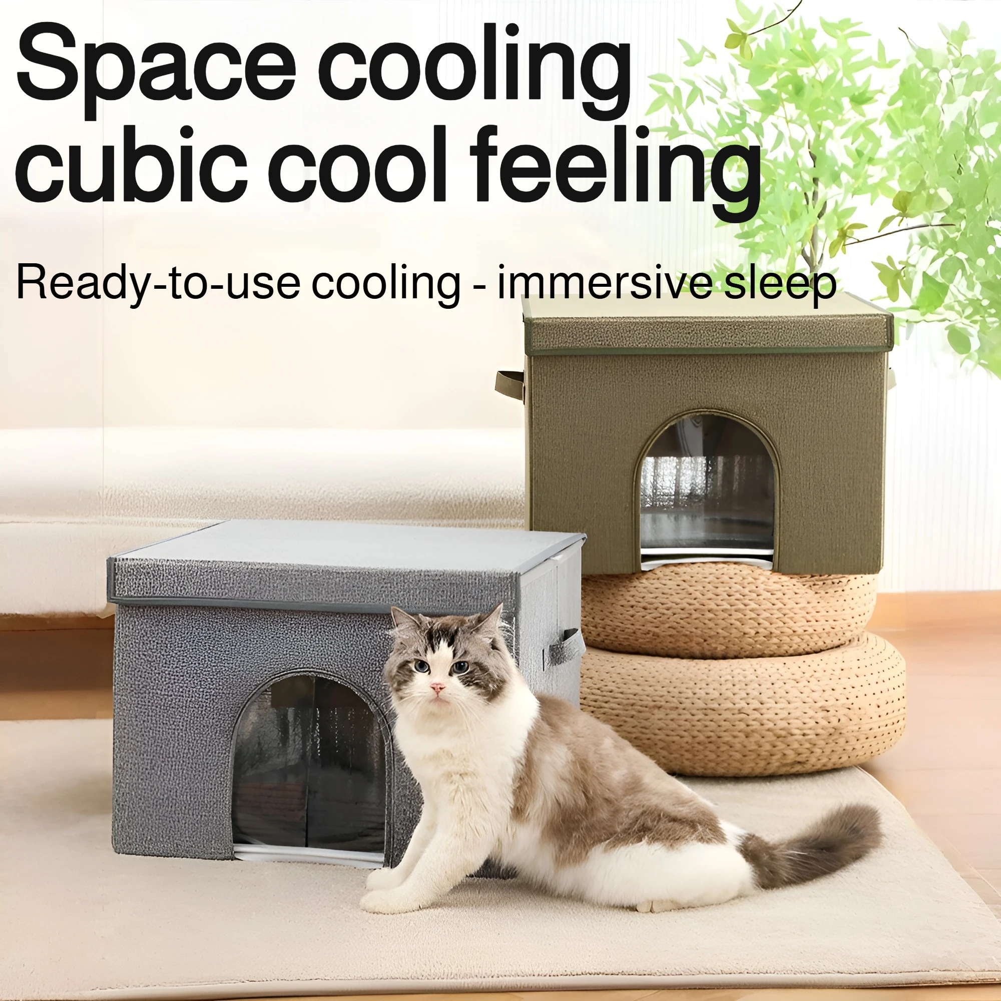 Description Picture 2 of itemSummer Insulated Cat House Pet Air Conditioning Room Portable Cooling Foldable Cat Shelter with Ice Pack Universal Nest Sofa