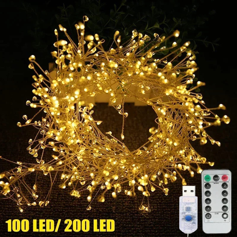 USB Firecrackers LED String Lights 8 Modes Remote Control Garland Fairy Lights Wedding Party Christmas Garden Home Decorations led string lights decorative lights string lights led fairy lights