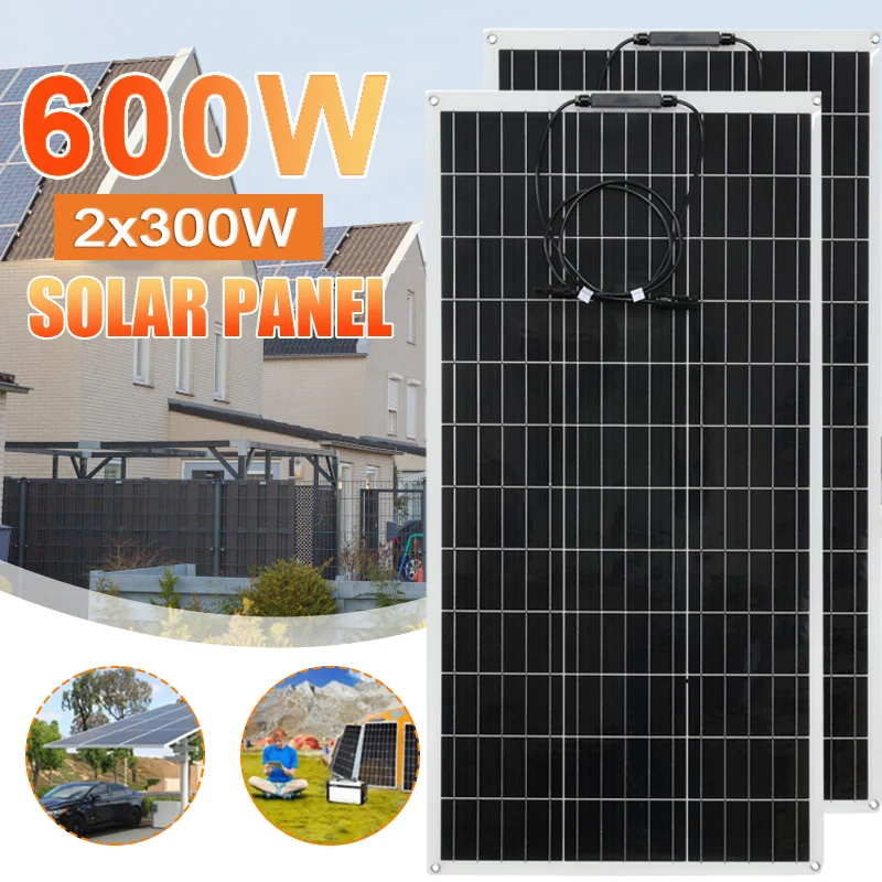 300W600WSolarPanel18VETFEFlexibleSolarSystemSolarPanelKit