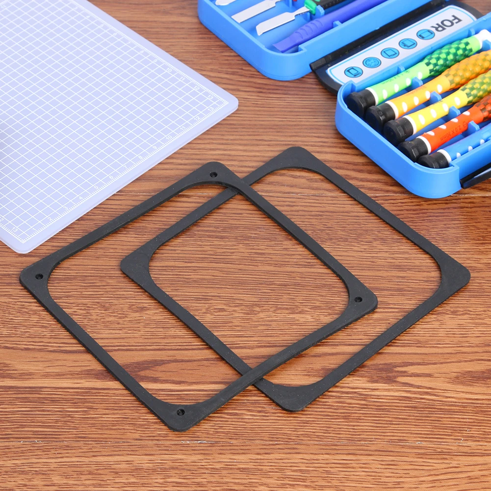 컴퓨터 케이스 팬용 120x120mm 방진 실리콘 고무 팬 가스켓 2팩