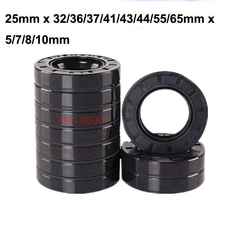 

5/10 Pcs NBR Rubber TC Double Lip Oil Seal 25mm x 32/36/37/41/43/44/55/65mm x 5/7/8/10mm