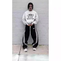 Y2k Gray Casual Pants Vintage Functional Tactical Men's Women's Premium Jogging Wide Leg Pants Drawstring Streetwear Sweatpants - Image 3