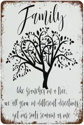 Metal Wall Art: Family Tree Inspired Decor Sign - Aluminum 14x20cm (Aluminum sign)