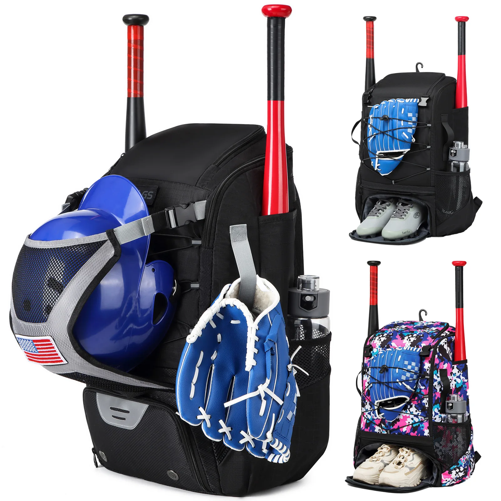 Multi functional sports bag American baseball backpack softball equipment backpacks large capacity portable dry wet separation