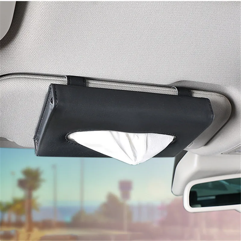 Tissue Box Soft Leather Car Sun Visor Type