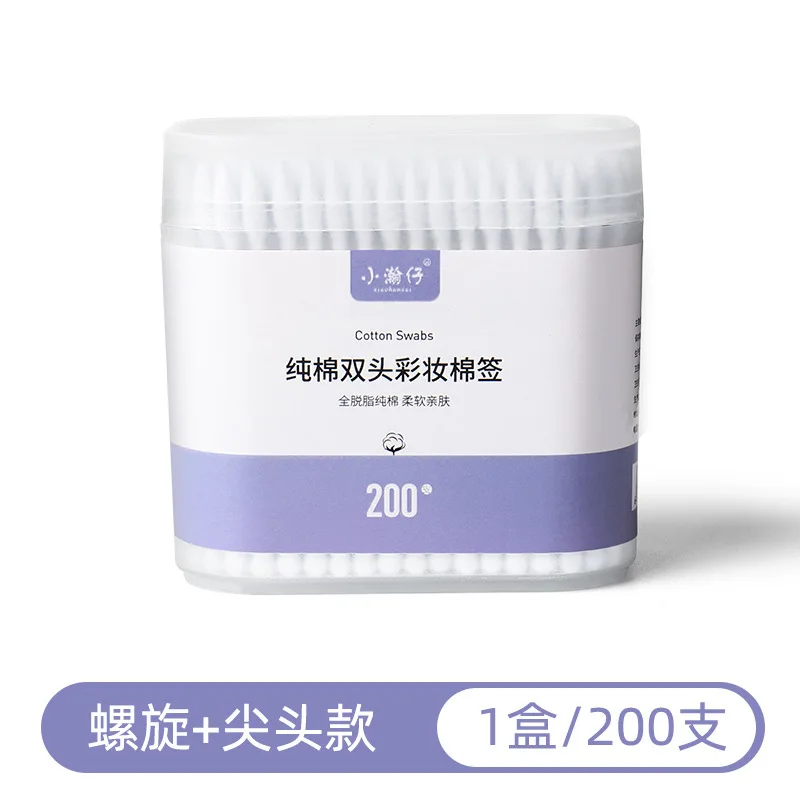 200 boxed color Makeup Remover Cotton swabs Eyeliner Cleaner Double-headed spiral tip cotton swabs 6