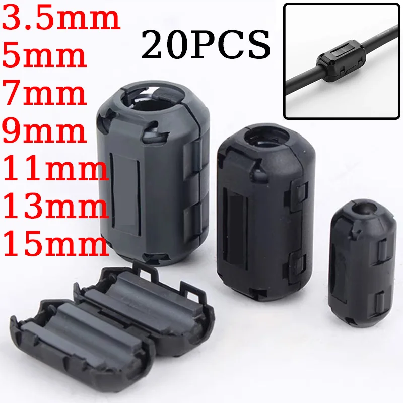 Ferrite Core Choke Bead Ring Noise Suppressor Filtro para Antena Usb Cabo de Áudio Compatível com Hdmi Rfi Emi Emi 3.5 mm mm mm mm 13 mm 15 Milímetros