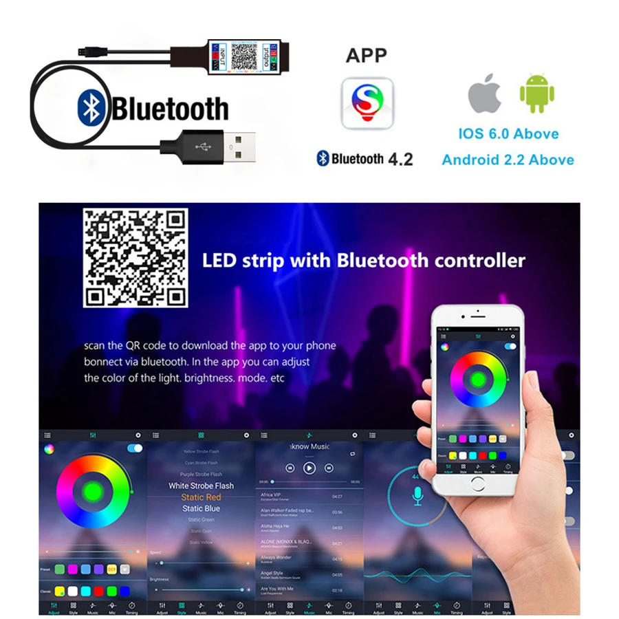 LED 스트립 빛 5050 USB 블루투스 유연한 램프 테이프 RGB 리본 1M 2M 3M 4M 5M DC 5V 장식 TV 백라이트