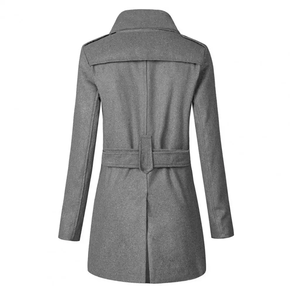 New Men's Mid-length Woolen Single Breasted Trench Coat Jacket Windbreaker