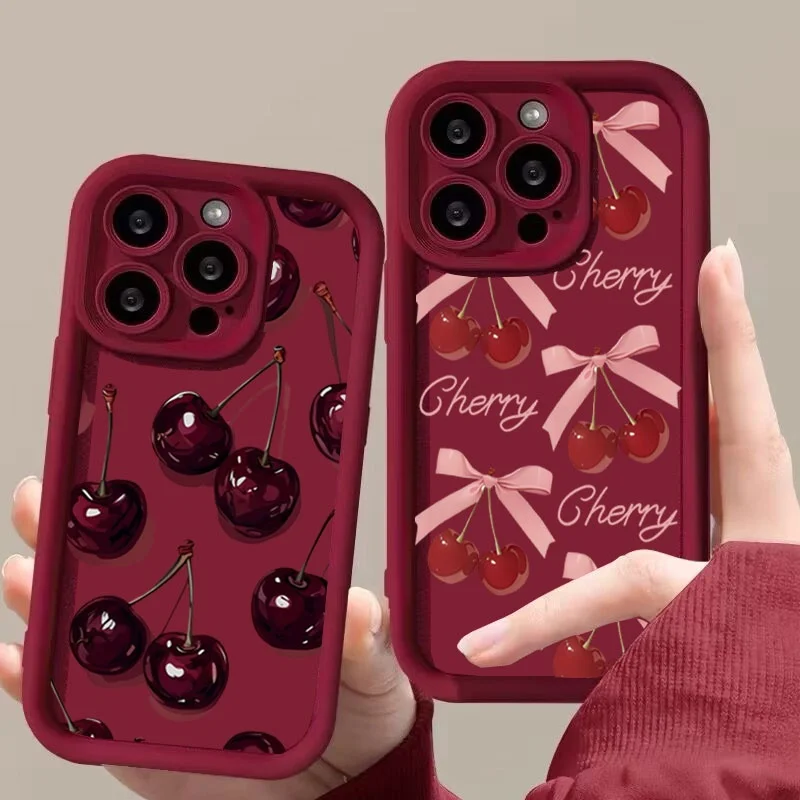 Red Bow Cherry Lichee Soft Phone Case Cover