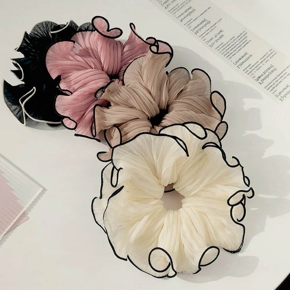 Sweet Hair Rope Rings Women Girls Hair Band Oversize Hair Scrunchies Rubber Bands Ponytail Holder Hijab Headbands Headwear 50 50cm satin silk scarf fashion women neck scarf print square flight attendants handkerchief rings lady hair scarf