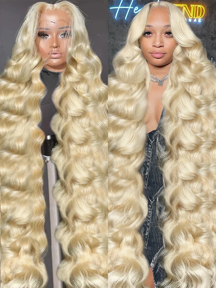 40 Inches HD 250% 613 Blonde 13x6 Lace Front Human Hair Wigs Body Wave 13x4 Lace Frontal Wig 5X5 Glueless Ready to Wear