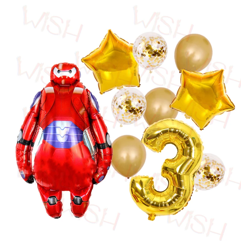 Disney Big Hero 6 Balloon Number Set Baymax Birthday Party Decoration Background Garden Decor Boy Gift Plaything Baby Shower