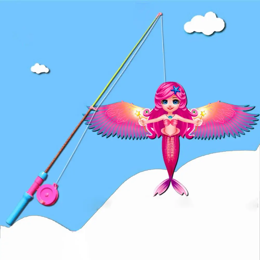 Fly Kite Game with Pole Realistic Kite Toy Improve Limbs Coordination Children Cartoon Parrot Flying Outdoor Toy