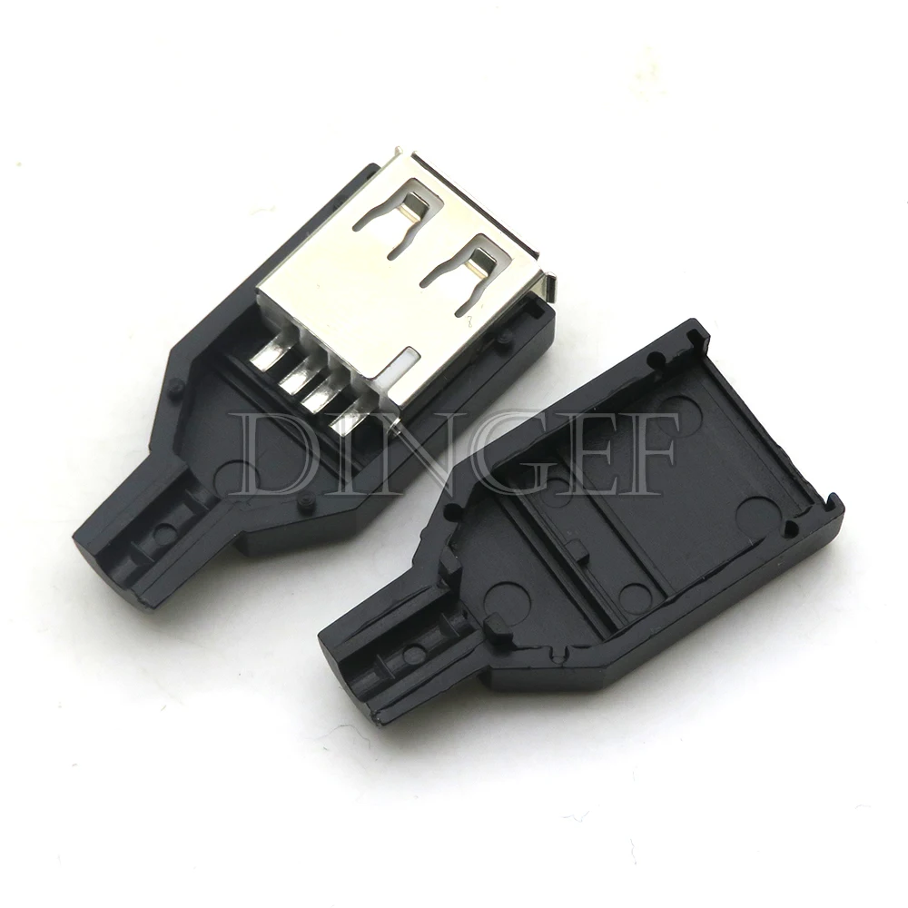 10-Pack Type A USB Plug Socket Connectors with Black Plastic Covers