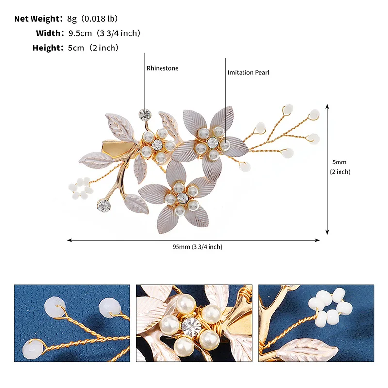 Alloy Flower Bridal Hair Clips Party Banquet Mori Hairpin Headdress Crystal Beaded Jewelry Accessories For Women